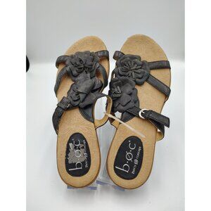 B.o.c Born Concept Women's Juniper Sandal in black Leather Flower Size 9 Floral